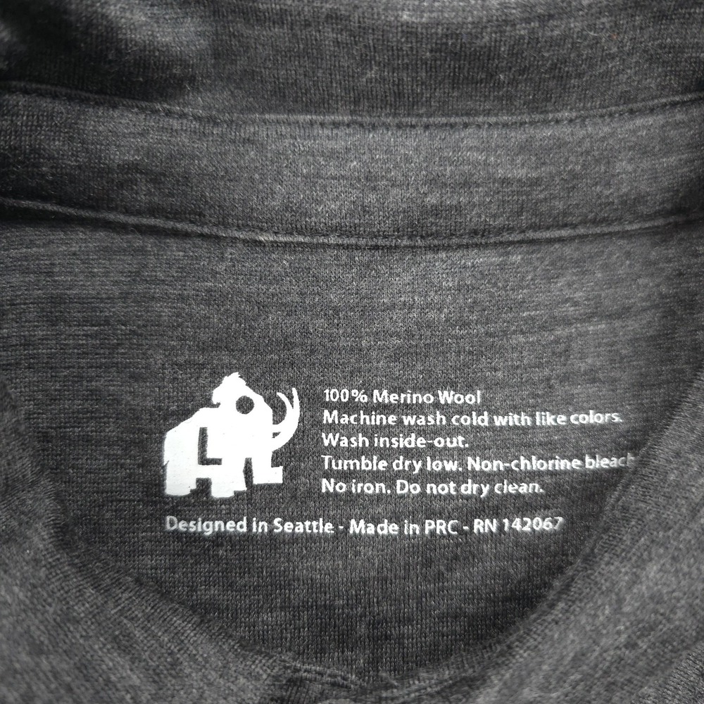 Woolly Shirt Mens Large Gray Merino Wool Button Up Lightweight Travel Hike - Picture 5 of 11